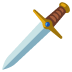 A sword with a gold handle and white stars.