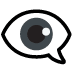 A cartoon of an eye with a speech bubble.