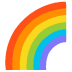 A rainbow is shown in the shape of a corner.